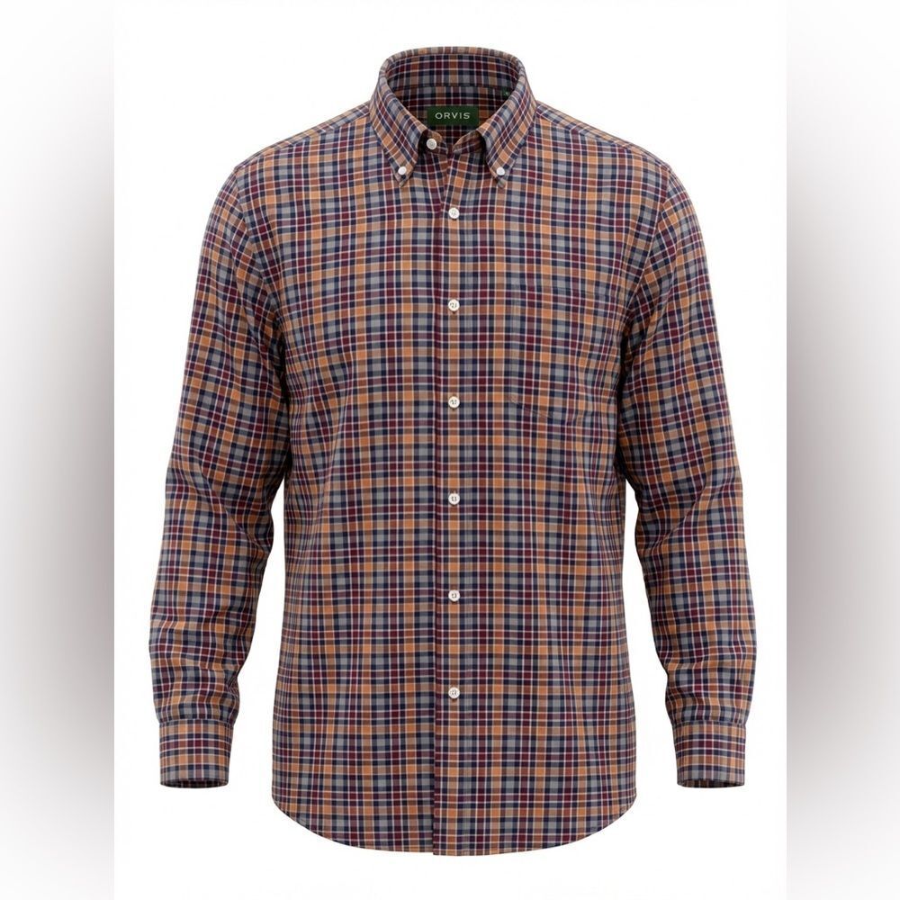 Orvis Men's Red and Blue Plaid like Button Down Shirt size CL